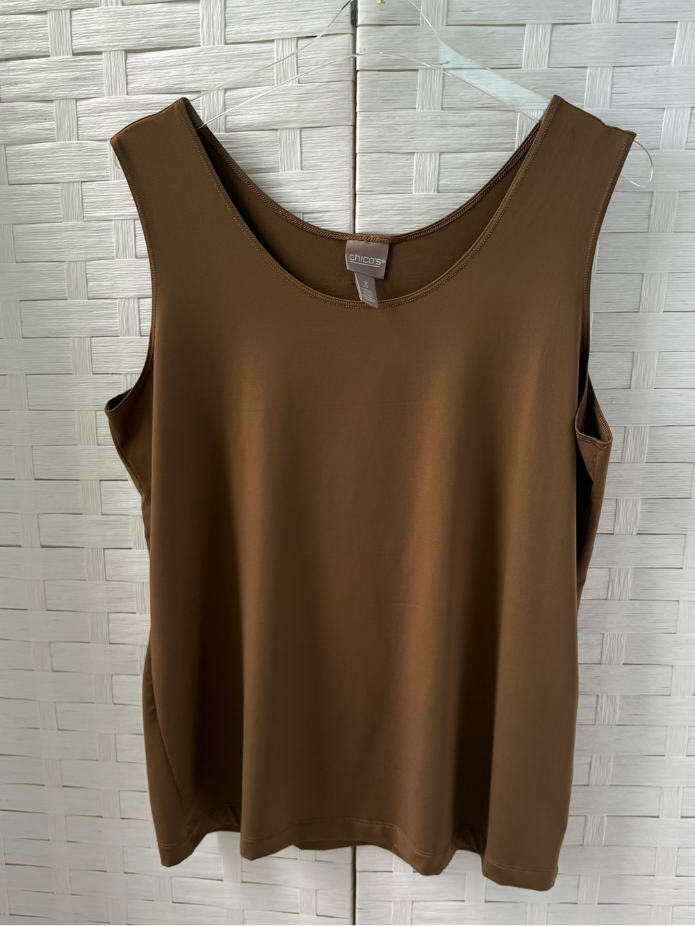 Chico's XL Brown Scoop Neck Sleeveless Tank Career Layering Soft  Professional